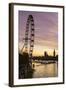 Victoria Tower, Big Ben, Houses of Parliament and London Eye Overshadow the River Thames at Dusk-Charles Bowman-Framed Photographic Print