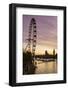 Victoria Tower, Big Ben, Houses of Parliament and London Eye Overshadow the River Thames at Dusk-Charles Bowman-Framed Photographic Print