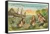 Victorian Advertisement for Hair Tonic, Mermaids-null-Framed Stretched Canvas