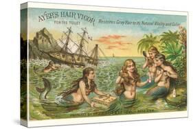 Victorian Advertisement for Hair Tonic, Mermaids-null-Stretched Canvas