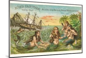 Victorian Advertisement for Hair Tonic, Mermaids-null-Mounted Art Print