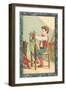 Victorian Boy with Punch and Judy Show for Dog-null-Framed Art Print