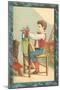 Victorian Boy with Punch and Judy Show for Dog-null-Mounted Art Print