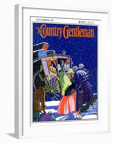 "Victorian Christmas Scene," Country Gentleman Cover, December 1, 1931-Kraske-Framed Giclee Print