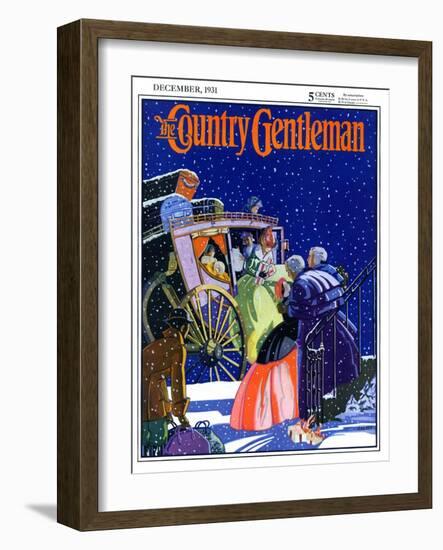 "Victorian Christmas Scene," Country Gentleman Cover, December 1, 1931-Kraske-Framed Giclee Print