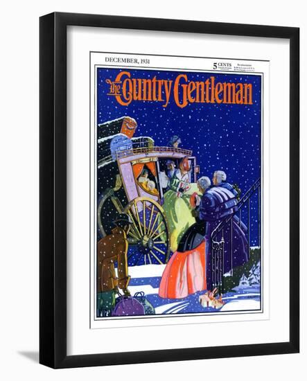 "Victorian Christmas Scene," Country Gentleman Cover, December 1, 1931-Kraske-Framed Giclee Print