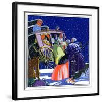 "Victorian Christmas Scene,"December 1, 1931-Kraske-Framed Giclee Print