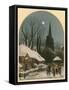 Victorian Christmas Scene with Band Playing in the Snow-John Brandard-Framed Stretched Canvas