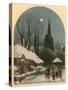 Victorian Christmas Scene with Band Playing in the Snow-John Brandard-Stretched Canvas