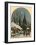 Victorian Christmas Scene with Band Playing in the Snow-John Brandard-Framed Premium Giclee Print