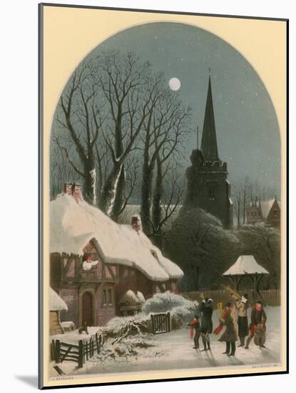 Victorian Christmas Scene with Band Playing in the Snow-John Brandard-Mounted Giclee Print