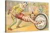 Victorian Clowns Using Spool as Wheel Barrow-null-Stretched Canvas