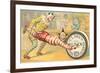Victorian Clowns Using Spool as Wheel Barrow-null-Framed Premium Giclee Print