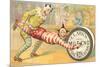 Victorian Clowns Using Spool as Wheel Barrow-null-Mounted Premium Giclee Print