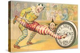 Victorian Clowns Using Spool as Wheel Barrow-null-Stretched Canvas