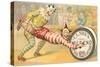 Victorian Clowns Using Spool as Wheel Barrow-null-Stretched Canvas