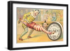 Victorian Clowns Using Spool as Wheel Barrow-null-Framed Art Print