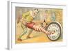 Victorian Clowns Using Spool as Wheel Barrow-null-Framed Art Print