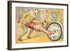 Victorian Clowns Using Spool as Wheel Barrow-null-Framed Art Print