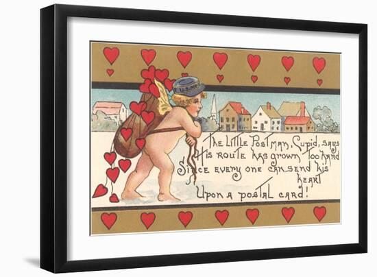 Victorian Cupid Delivering Mail-null-Framed Art Print