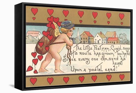 Victorian Cupid Delivering Mail-null-Framed Stretched Canvas