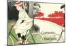 Victorian Drawing of Woman on Bicycle-null-Mounted Art Print