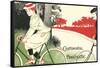 Victorian Drawing of Woman on Bicycle-null-Framed Stretched Canvas