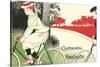 Victorian Drawing of Woman on Bicycle-null-Stretched Canvas