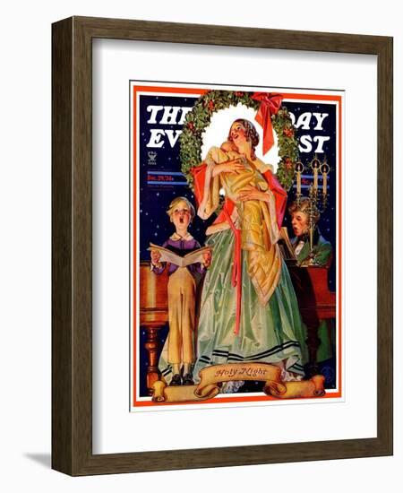 "Victorian Family at Christmas," Saturday Evening Post Cover, December 29, 1934-Joseph Christian Leyendecker-Framed Giclee Print