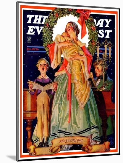 "Victorian Family at Christmas," Saturday Evening Post Cover, December 29, 1934-Joseph Christian Leyendecker-Mounted Giclee Print