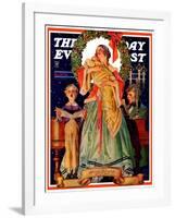 "Victorian Family at Christmas," Saturday Evening Post Cover, December 29, 1934-Joseph Christian Leyendecker-Framed Giclee Print