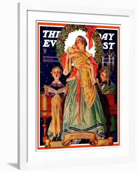 "Victorian Family at Christmas," Saturday Evening Post Cover, December 29, 1934-Joseph Christian Leyendecker-Framed Giclee Print