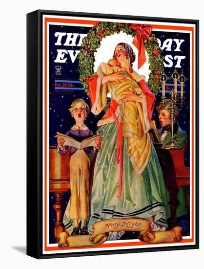 "Victorian Family at Christmas," Saturday Evening Post Cover, December 29, 1934-Joseph Christian Leyendecker-Framed Stretched Canvas