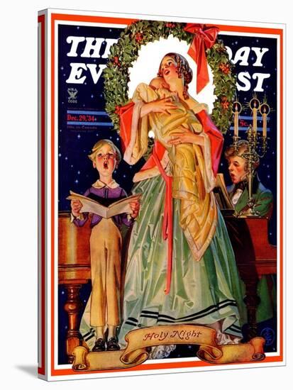 "Victorian Family at Christmas," Saturday Evening Post Cover, December 29, 1934-Joseph Christian Leyendecker-Stretched Canvas
