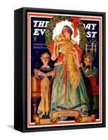 "Victorian Family at Christmas," Saturday Evening Post Cover, December 29, 1934-Joseph Christian Leyendecker-Framed Stretched Canvas