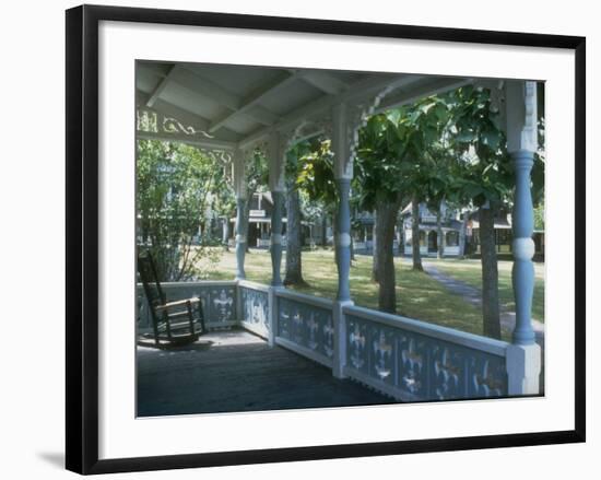 Victorian Front Porch W. Rocker and Other Gingerbread Houses in Background-Alfred Eisenstaedt-Framed Photographic Print