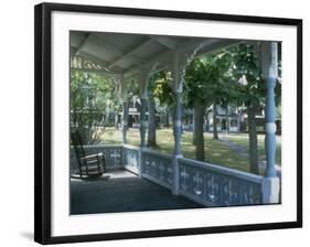 Victorian Front Porch W. Rocker and Other Gingerbread Houses in Background-Alfred Eisenstaedt-Framed Photographic Print