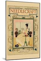 Victorian Girl Does Needlepoint Portrait-Needlecraft Magazine-Mounted Art Print