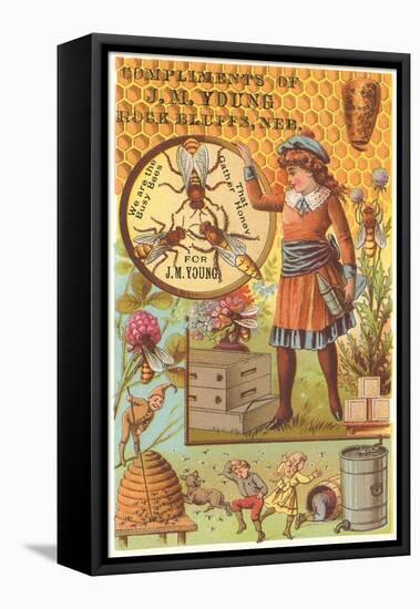 Victorian Girl with Beehive, Honey Comb-null-Framed Stretched Canvas