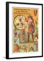 Victorian Girl with Beehive, Honey Comb-null-Framed Art Print