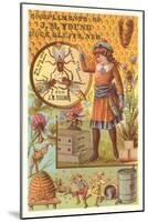 Victorian Girl with Bees and Hives-null-Mounted Art Print