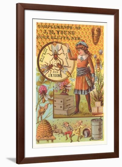 Victorian Girl with Bees and Hives-null-Framed Art Print
