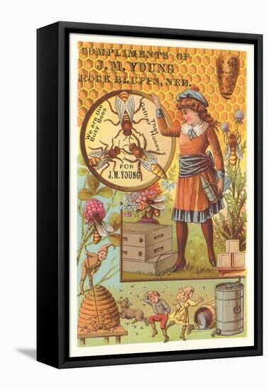 Victorian Girl with Bees and Hives-null-Framed Stretched Canvas