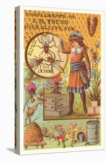 Victorian Girl with Bees and Hives-null-Stretched Canvas