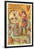 Victorian Girl with Bees and Hives-null-Framed Art Print