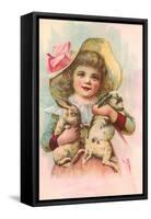 Victorian Girl with Rabbits-null-Framed Stretched Canvas