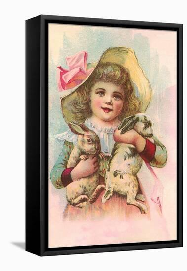 Victorian Girl with Rabbits-null-Framed Stretched Canvas
