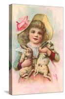 Victorian Girl with Rabbits-null-Stretched Canvas