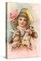 Victorian Girl with Rabbits-null-Stretched Canvas