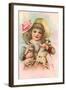 Victorian Girl with Rabbits-null-Framed Art Print